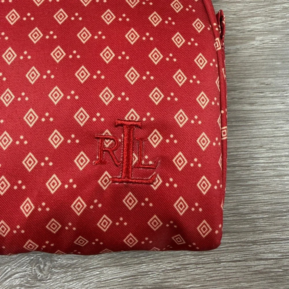 Lauren Ralph Lauren Women Cosmetic Bag Diamond Print Red Small